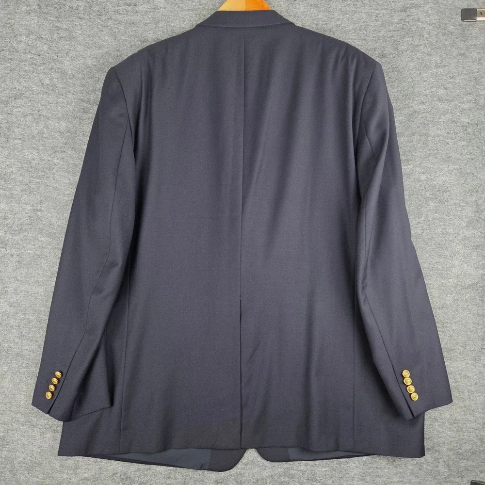 Lauren Ralph Lauren Mens 52L Navy Blue Wool Gold Crest Button Blazer Sport Coat